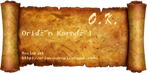 Orián Kornél névjegykártya