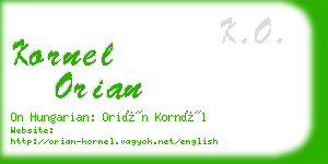 kornel orian business card